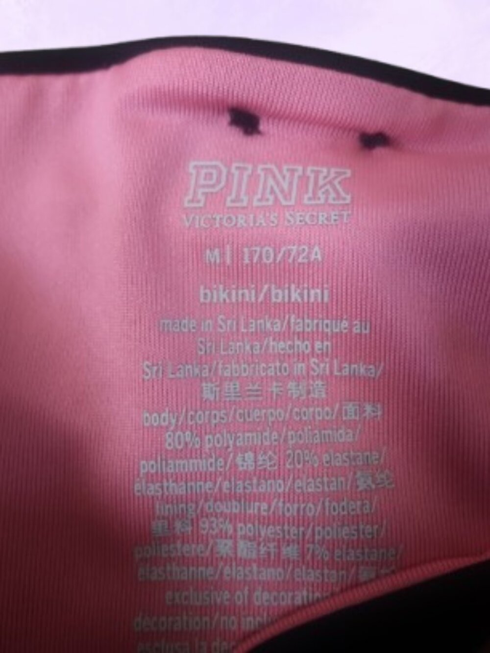 PINK Victoria's Secret strappy sides bikini bottom swimsuit in black and pink M - Picture 4 of 7